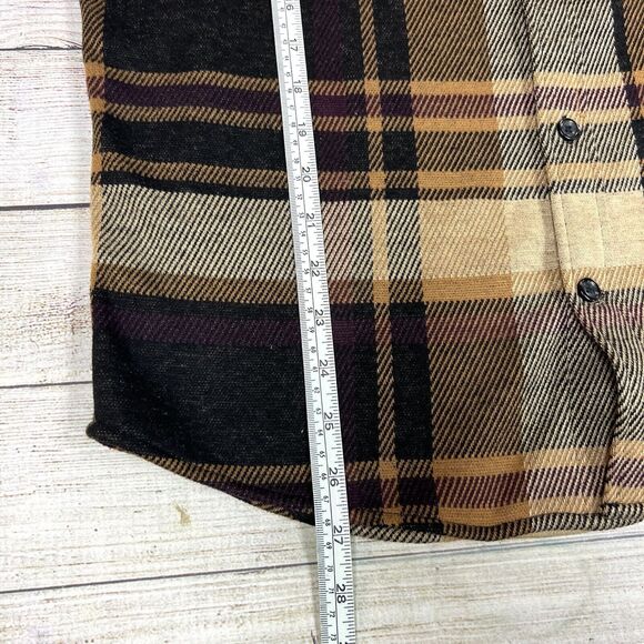 Express Mens Plaid Brown Knit Long Sleeve Button Down Size M - Picture 9 of 9